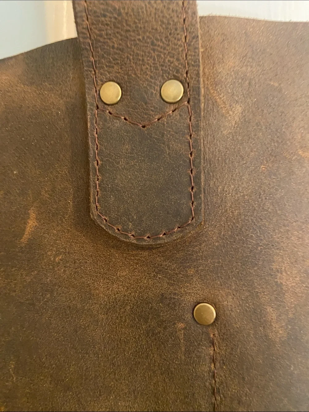 NaNa Brown and Tan Two-Tone Leather Messenger Tote